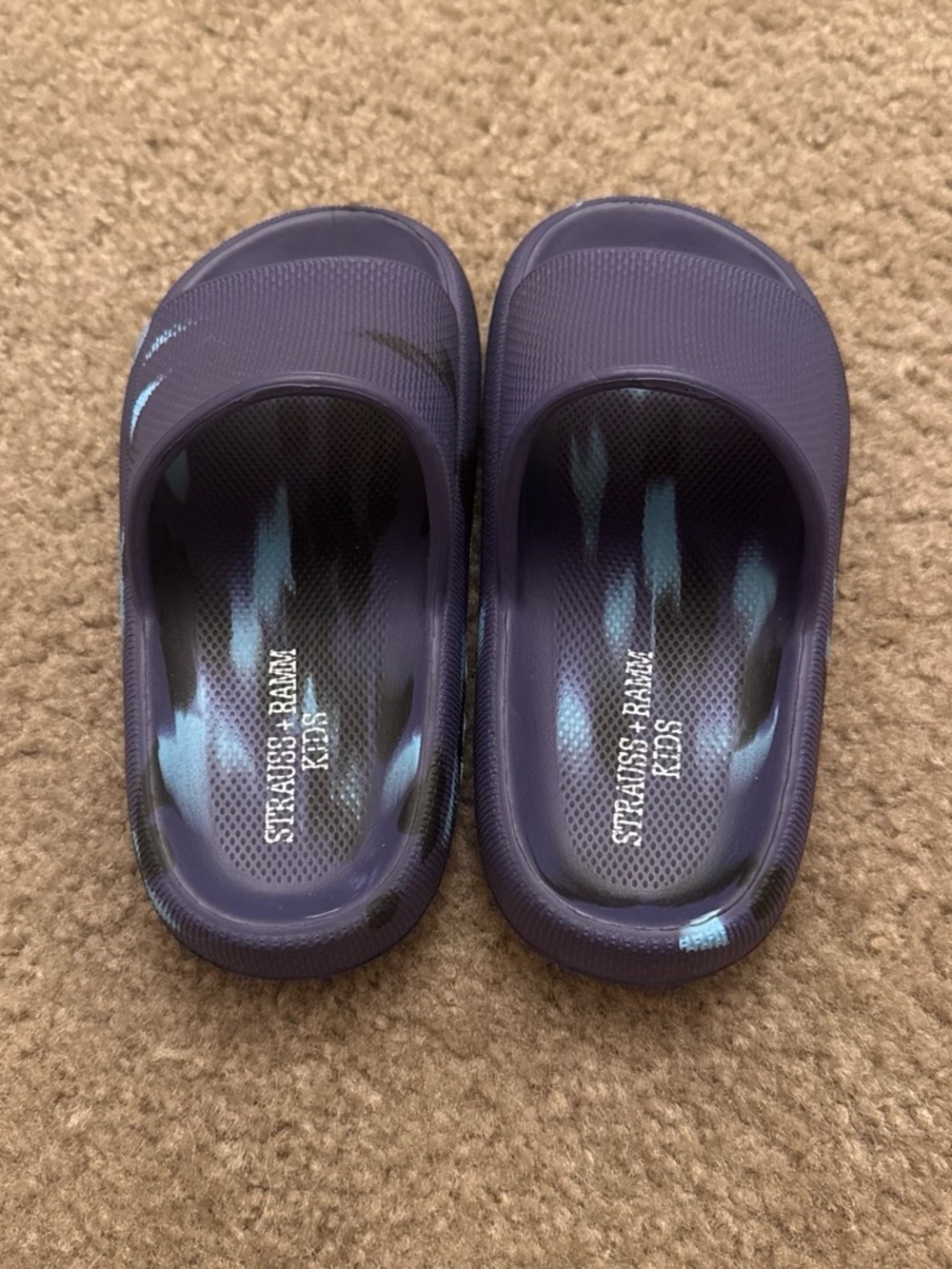 STRAUSS & RAHM Kids Purple Slip-On Sandals with Blue Accents